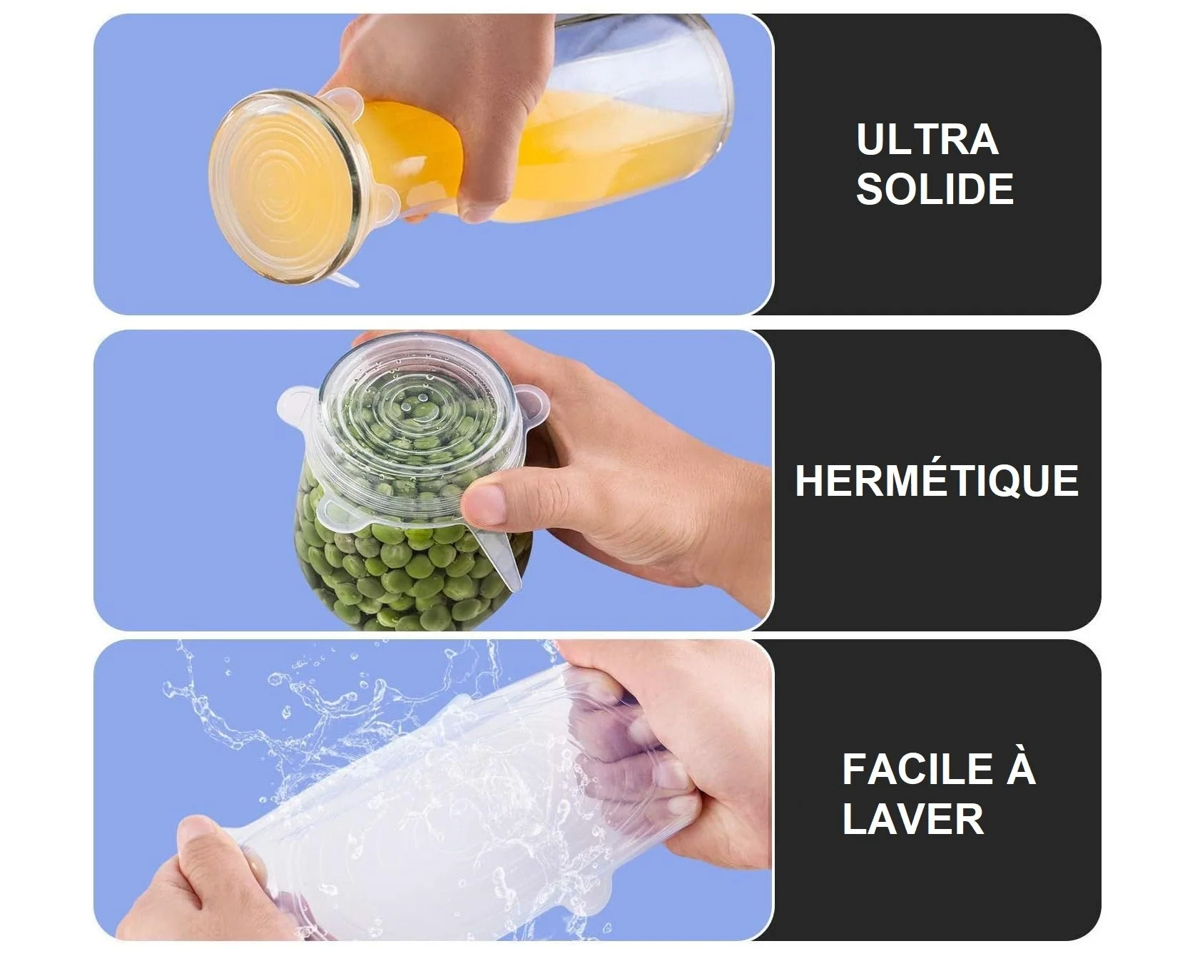 Couvercles extensibles en silicone ronds - Image 3